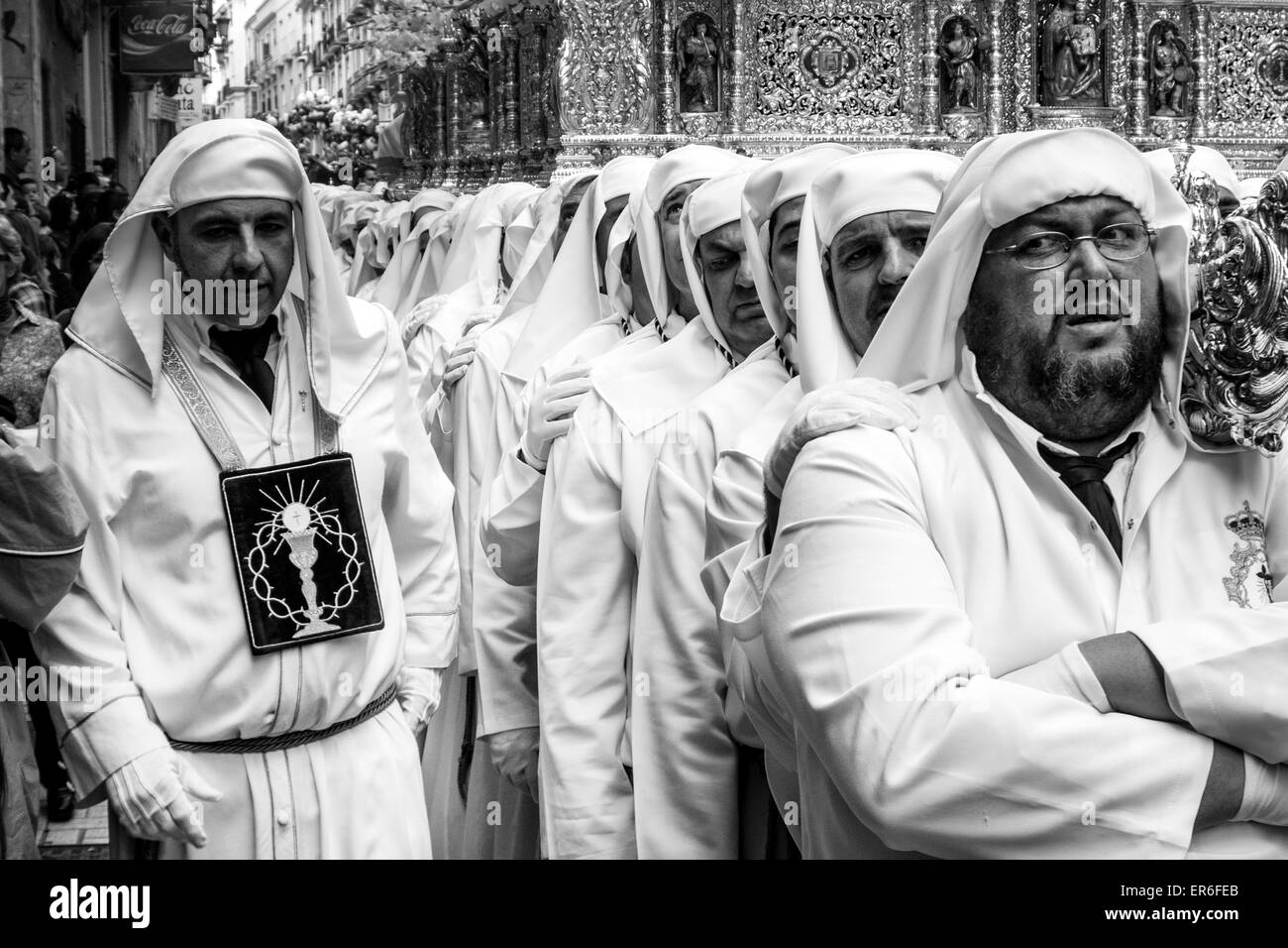 Procession religieuse, Semana Santa (Semaine Sainte), Malaga, Espagne Banque D'Images