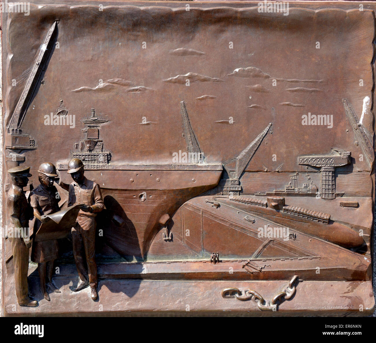 United States Navy Memorial, Arlington VA, des plaques de bronze Banque D'Images
