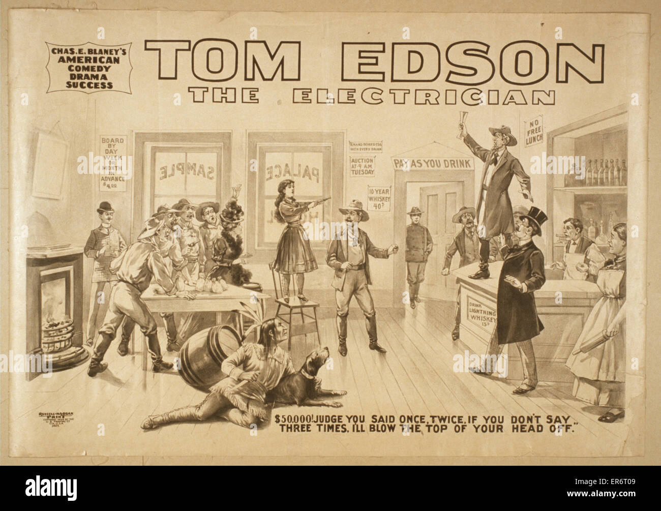 Tom Edson, l'électricien Chas. La comédie américaine de E. Blaney Banque D'Images