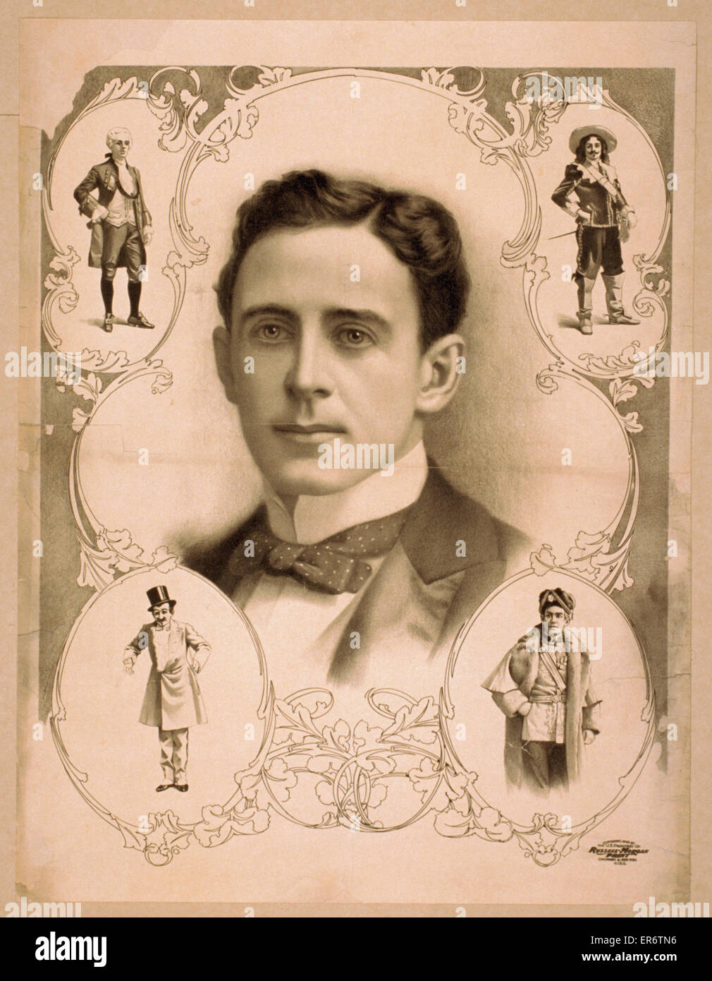 Image de buste de l'homme en noeud papillon entouré de quatre images de sam Banque D'Images