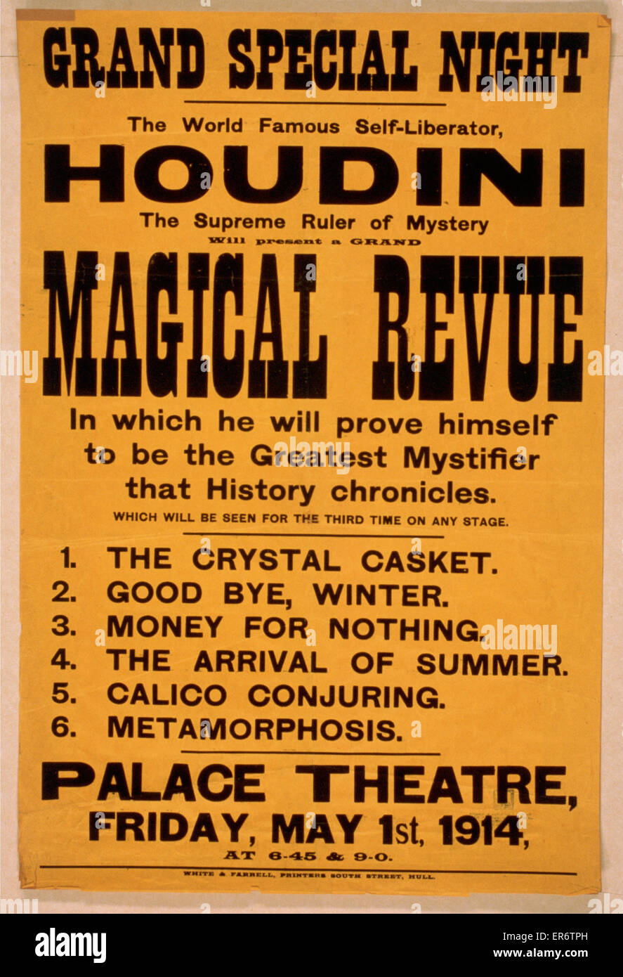 Le célèbre auto-libérateur, Houdini le souverain suprême o Banque D'Images