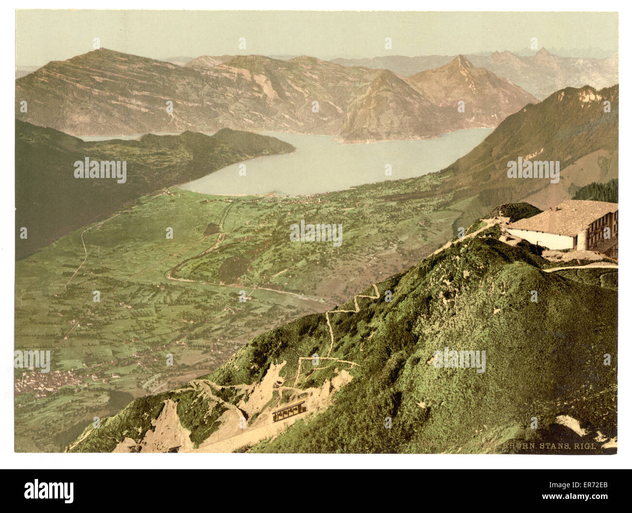 Vue sur Stans, le lac des quatre Cantons et Rigi, Stanserhor Banque D'Images