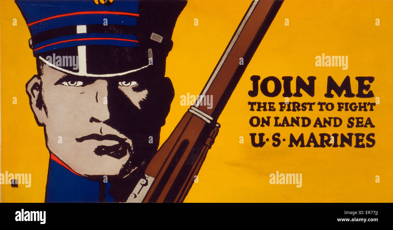 Joignez-vous à moi - le premier à combattre sur terre et mer - US Marines Banque D'Images