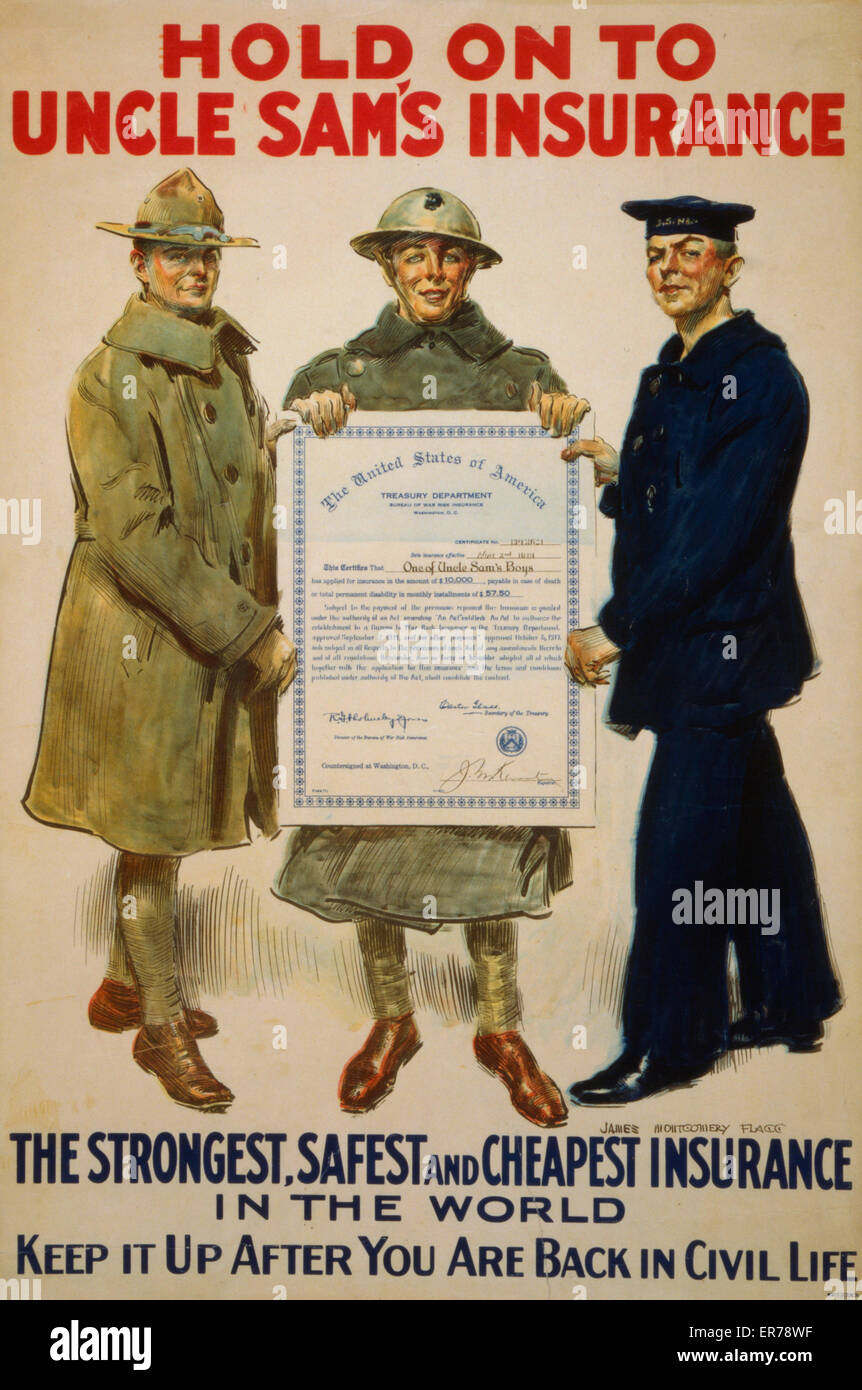 Tenez-vous à l'assurance de l'oncle Sam, la plus forte, la plus sûre et Banque D'Images
