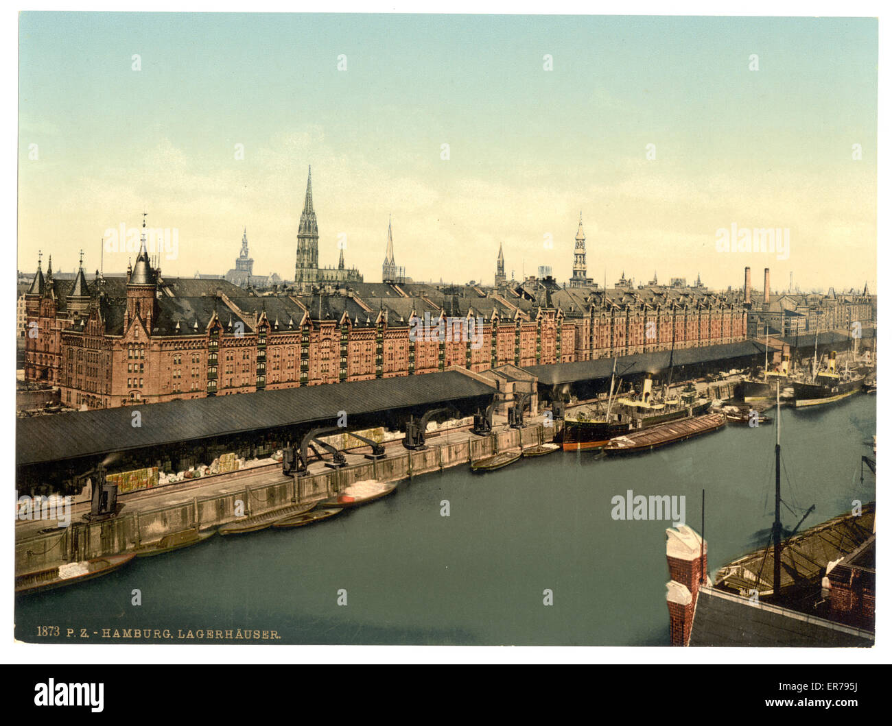 Des entrepôts à quais, Hambourg, Allemagne Banque D'Images