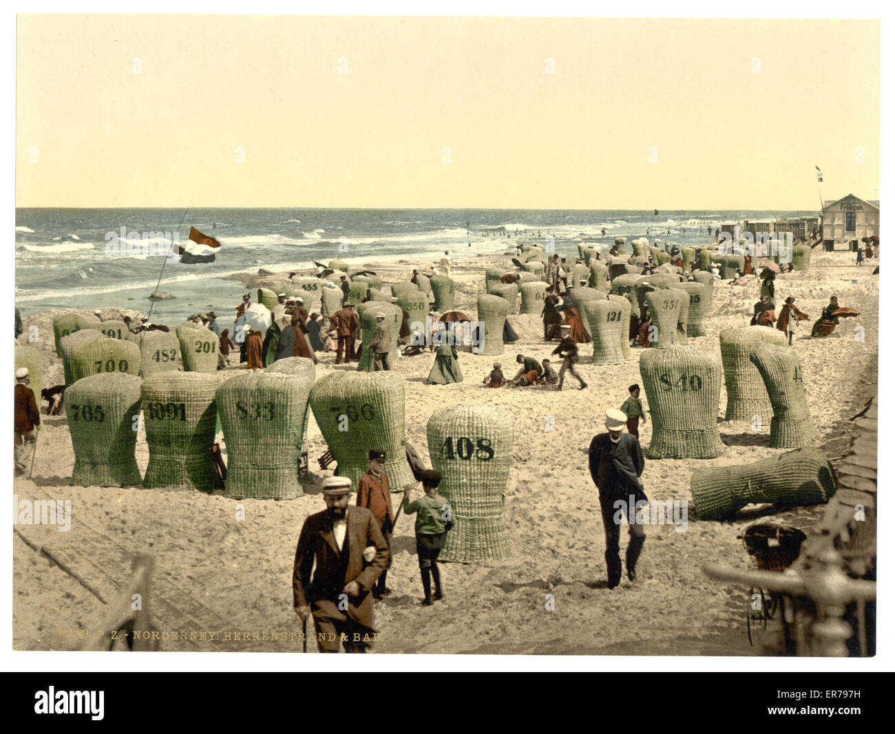 Lieu de baignade pour hommes, Norderney, Allemagne. Date entre ca. 1890 et ca. 1900. Banque D'Images