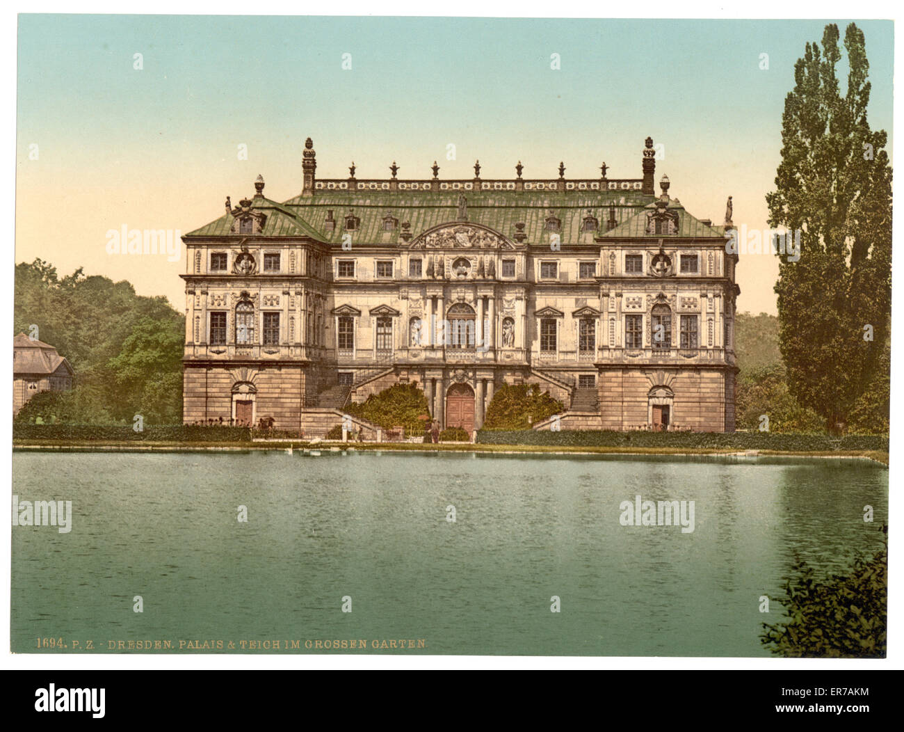 Le palais et l'étang dans le Grand jardin, Altstadt, Dresd Banque D'Images