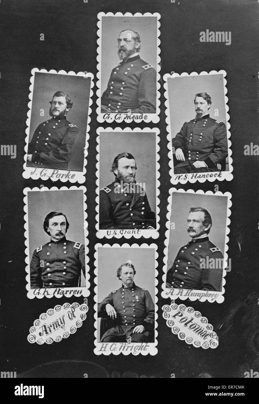 Armée de Potomac: JC Parke, CG Meade, WS Hancock, GK Warren, Banque D'Images