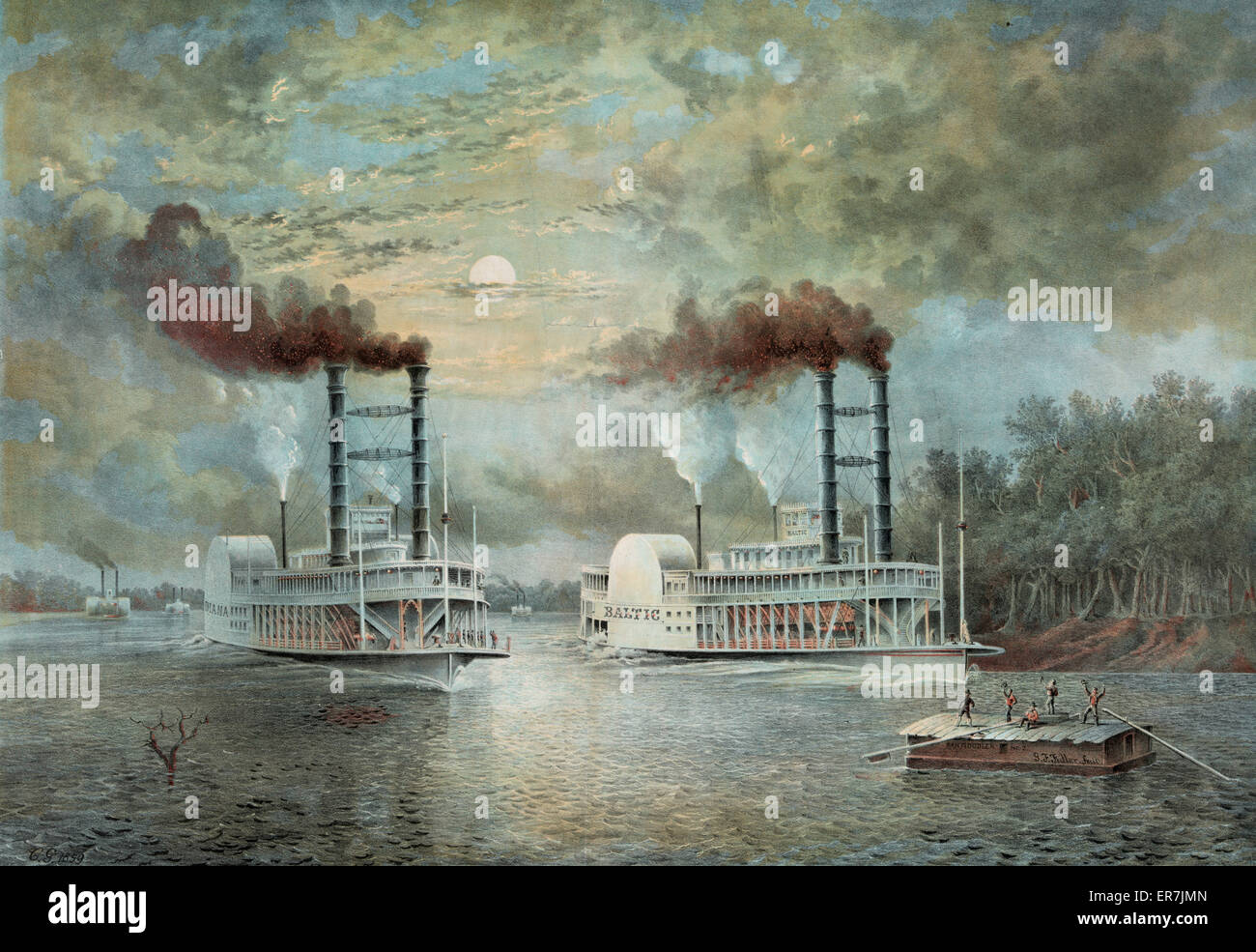 Une course en bateau à vapeur sur le Mississippi (entre la Baltique et le D. Banque D'Images