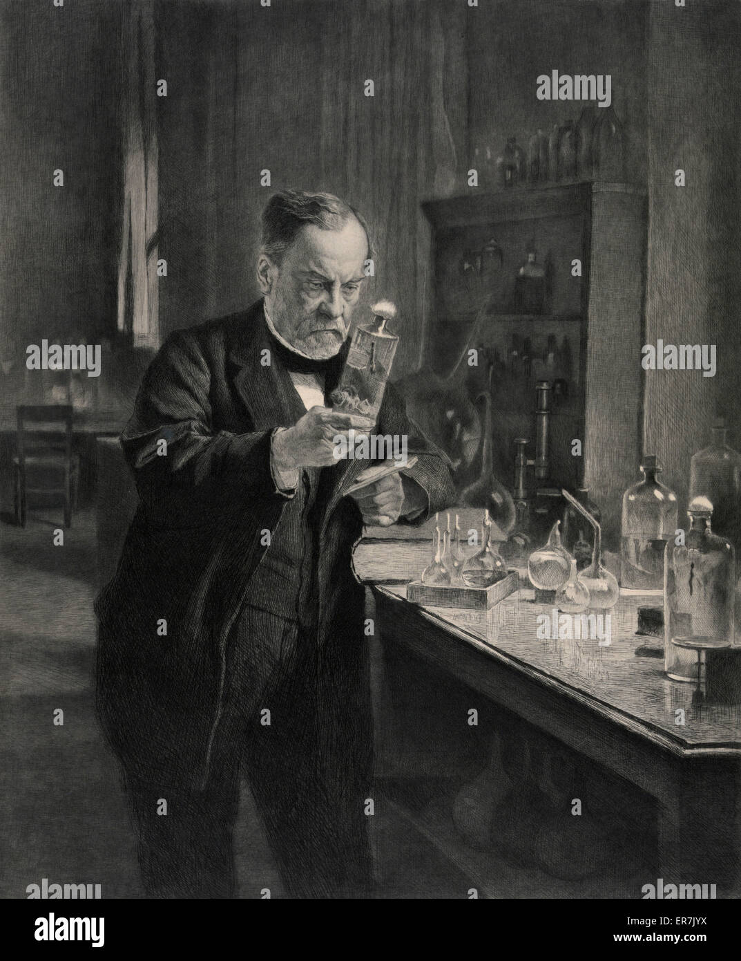 Louis Pasteur (1822-95) dans son laboratoire Banque D'Images