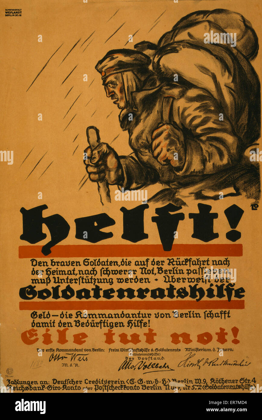 Casque ! ... Soldatenratshilfe ... eile tut pas! Banque D'Images