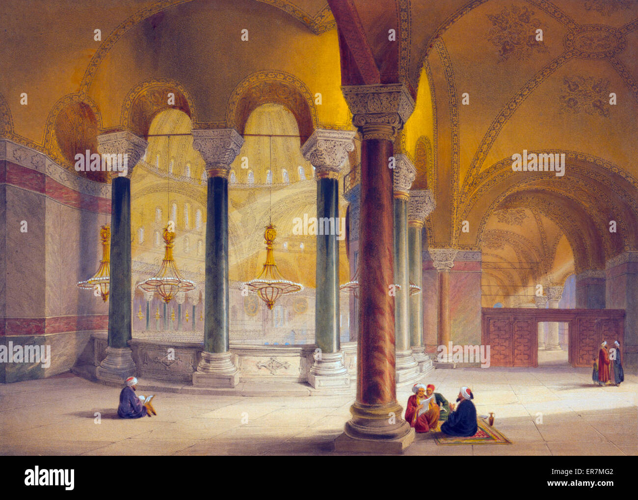Imprimer Montre Interieur De Gynecee D Ayasofya Mosquee Anciennement L Eglise De Sainte Sophie Avec Des Groupes D Hommes En Vetements Traditionnels Date 1852 Photo Stock Alamy