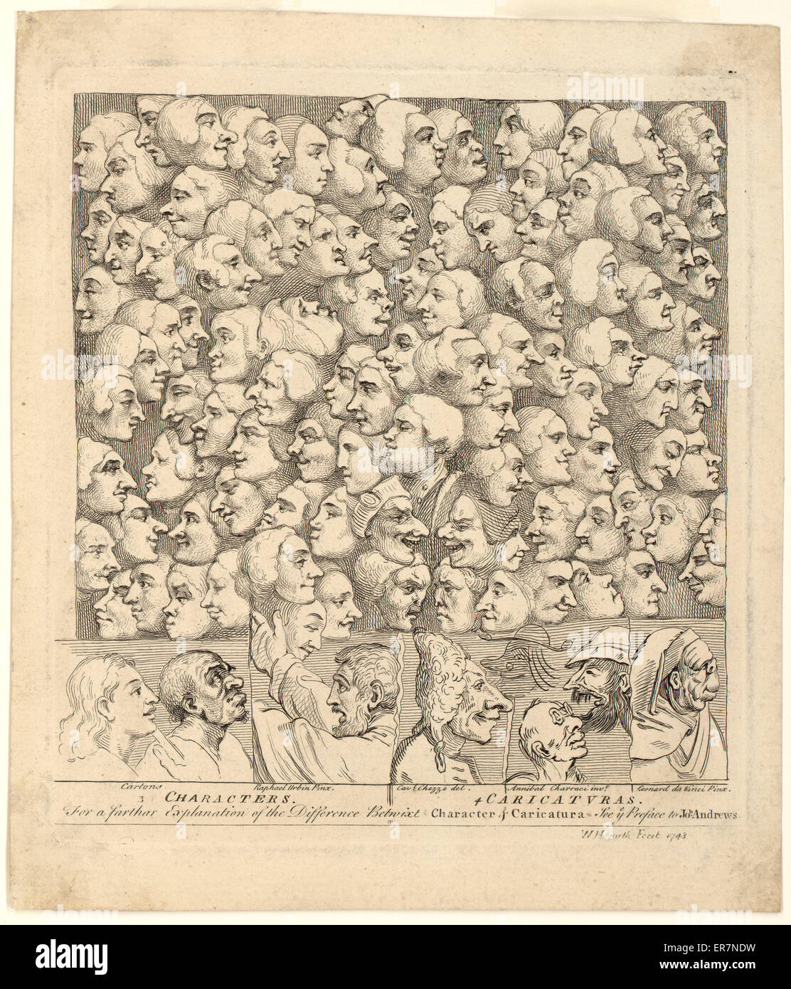 Personnages et caricatures, par Hogarth Banque D'Images