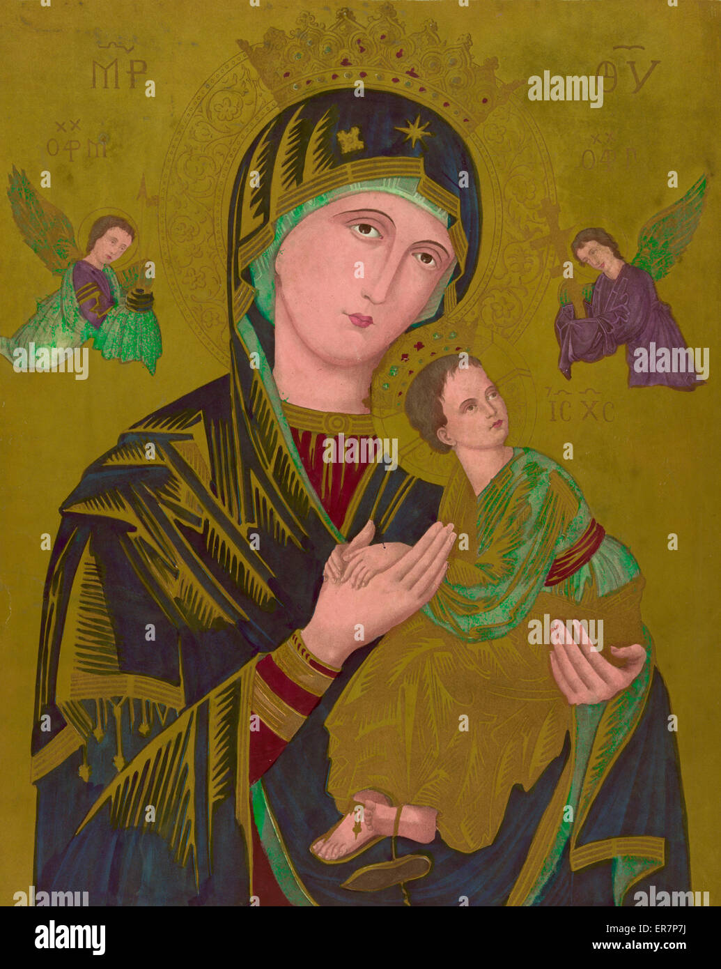 S Maria De Perpetuo Succursu Imprimer Montrant La Sainte Vierge Marie Portant Jesus Avec Les Archanges Michel Et Gabriel Apparaissant Au Dessus De Ses Epaules Date C1870 Photo Stock Alamy S Maria De Perpetuo Succursu Imprimer Montrant La Sainte Vierge Marie Portant Jesus Avec Les Archanges Michel Et Gabriel Apparaissant Au Dessus De Ses Epaules Date C1870 Photo Stock Alamy
