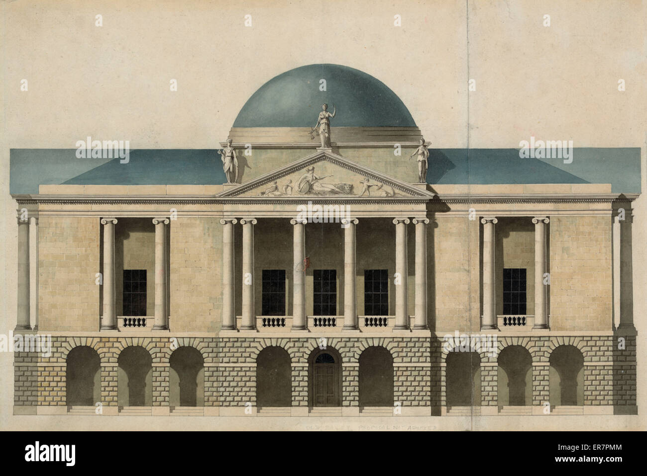 New County Hall, Stafford, Angleterre. Façade proposée. Elevati Banque D'Images