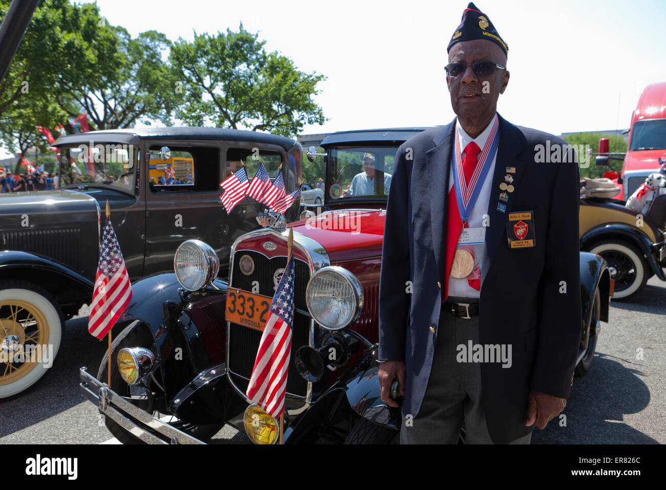 Afro-américain à la retraite USMC officier sur Memorial Day, 2015 - USA Banque D'Images