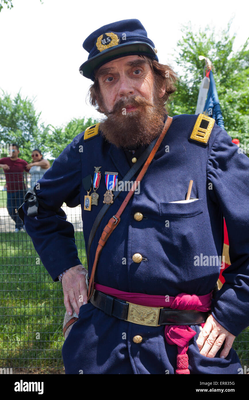 Guerre de Sécession Le capitaine de l'Armée de l'Union à l'imitateur de Memorial Day Parade 2015 - Washington, DC USA Banque D'Images