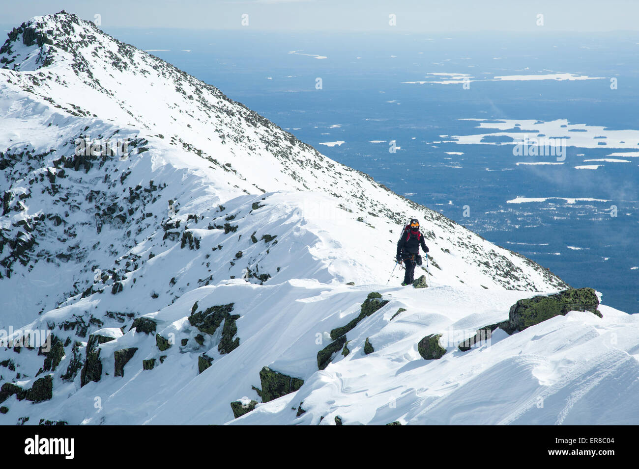 Randonnées le bord de la piste sur le Katahdin Baxter State Park, dans le Maine. Banque D'Images