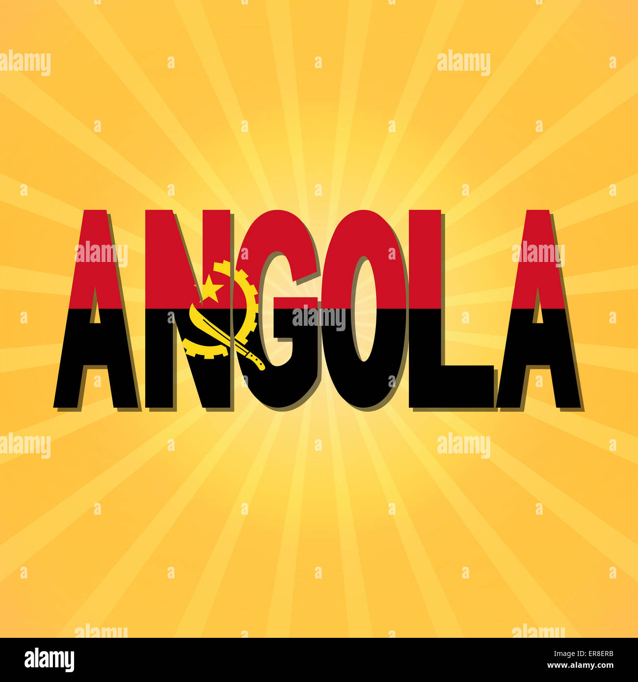 Drapeau de l'Angola avec la solarisation texte illustration Banque D'Images