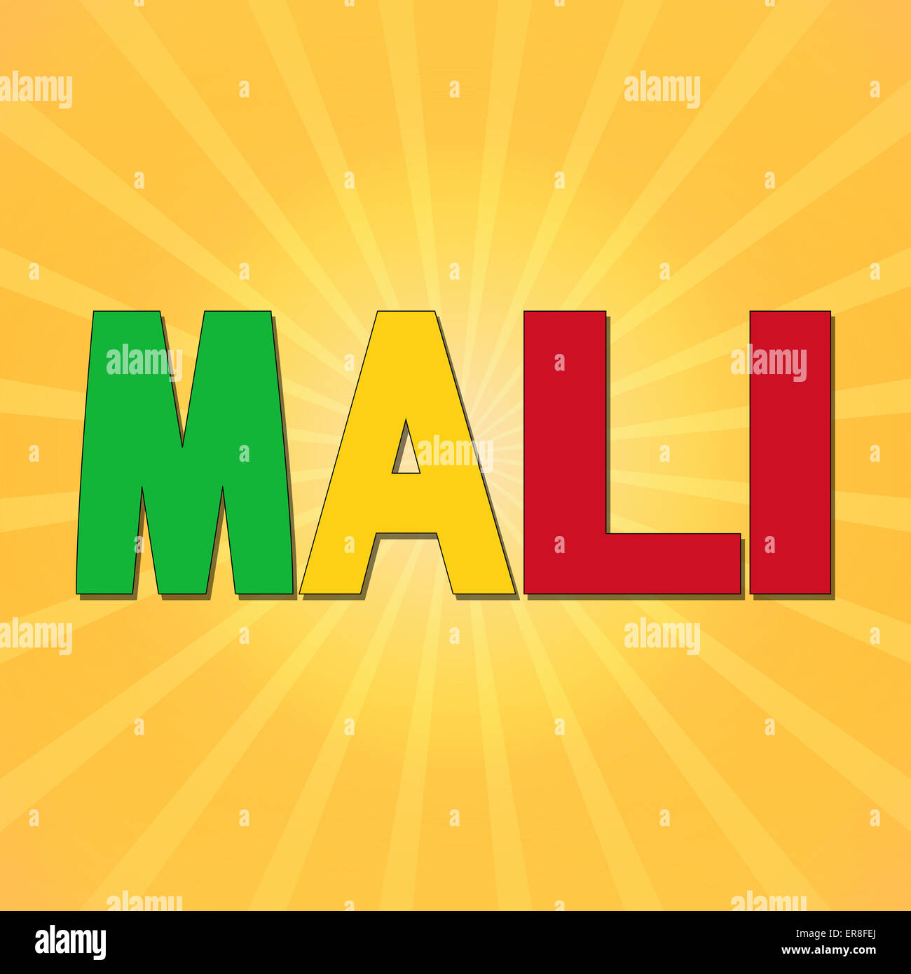 Drapeau Mali avec la solarisation texte illustration Banque D'Images