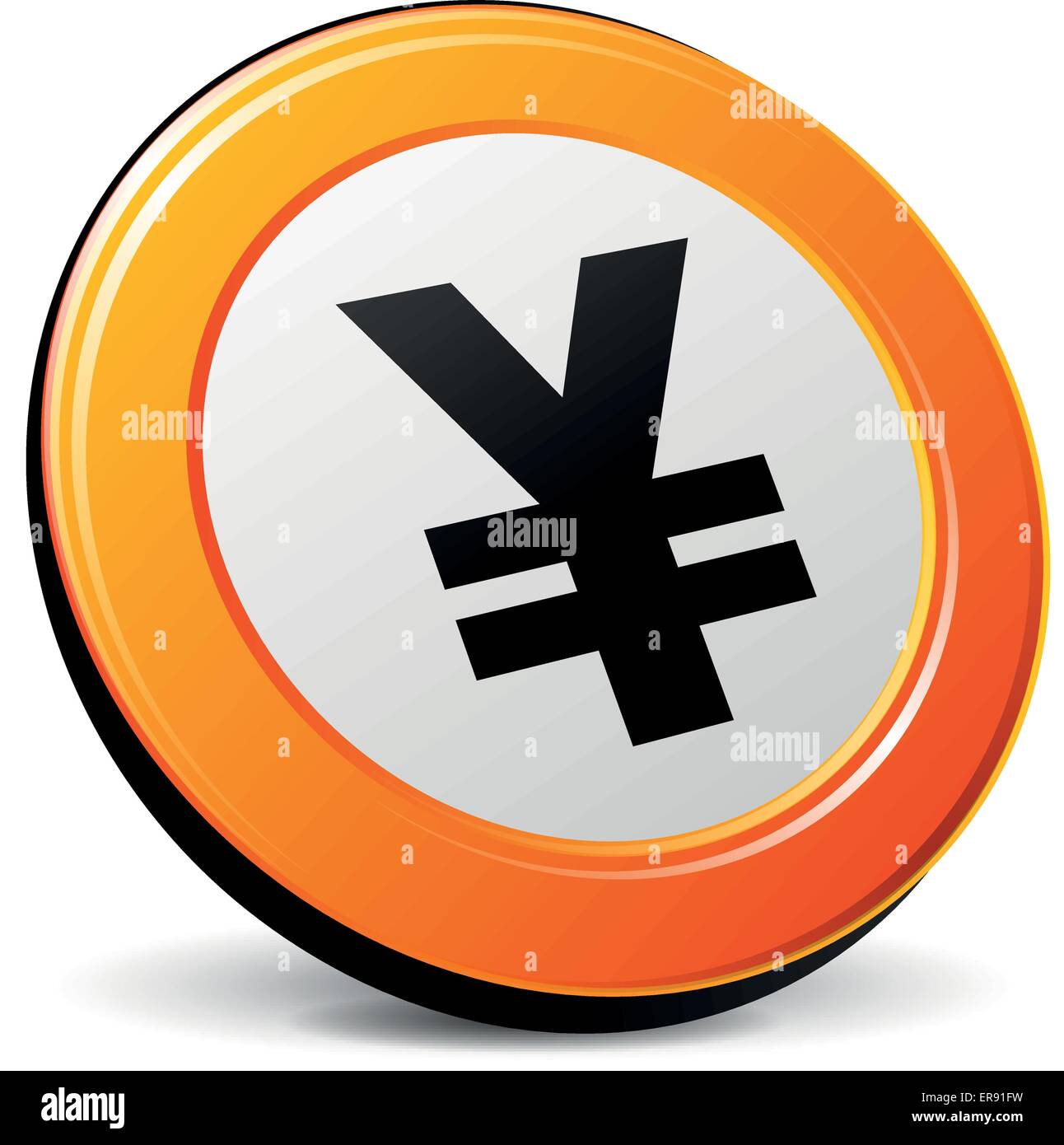 Vector illustration 3d d'orange icône yen Illustration de Vecteur