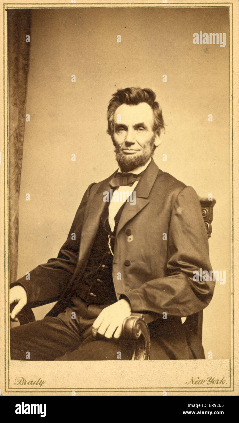 Abraham Lincoln, président des États-Unis. Portrait assis, face à l'avant Banque D'Images