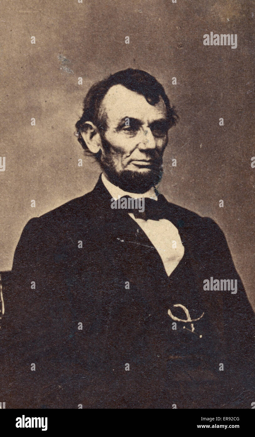 Abraham Lincoln, portrait de trois quarts de longueur, assis, faci Banque D'Images