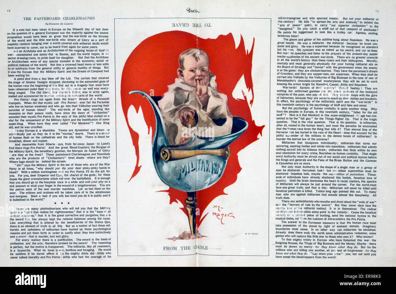 A Partir De La Station A La Tombe L Illustration Montre Un Bebe Assis Dans Un Renversees Spike Tete Casque Etiquete Le Militarisme L Illustration Est Destine A Etre Tourne De 180 Degres