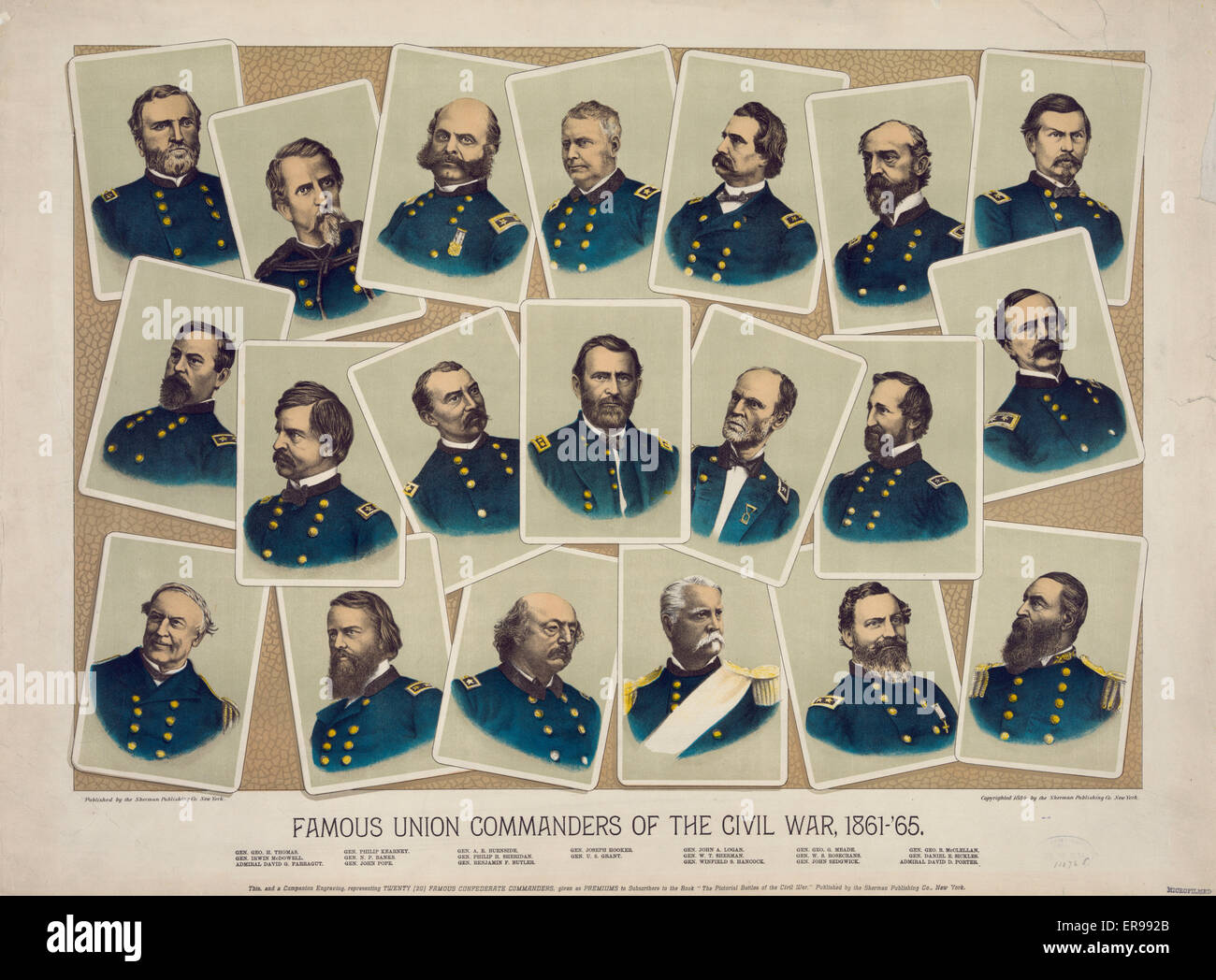 Les commandants de l'Union européenne célèbre de la guerre civile, 1861-'65 Banque D'Images
