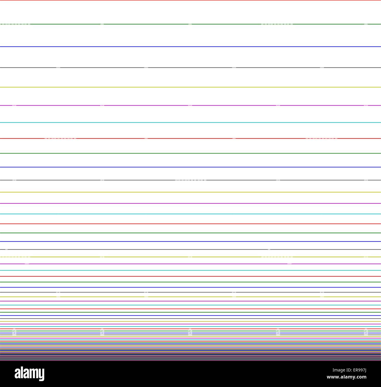 Plusieurs lignes de couleur au hasard, en commençant par le haut et se rapprocher de la partie inférieure. L'inférieur, le plus de lignes, c.-à-d., plus épaisses je Illustration de Vecteur