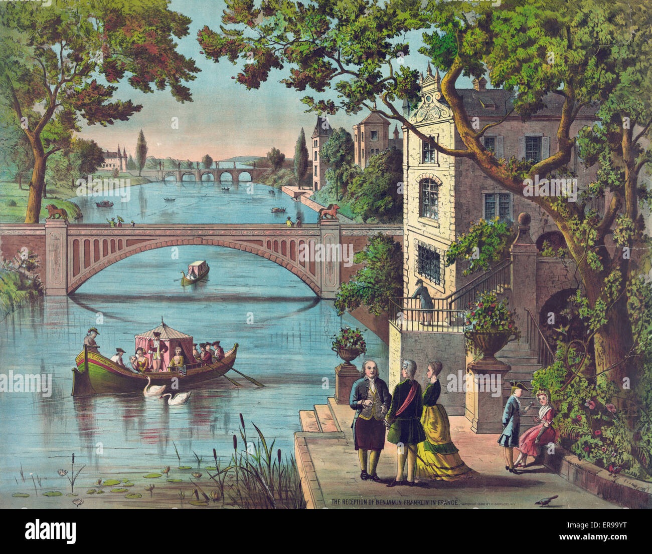 La réception de Benjamin Franklin en France Banque D'Images