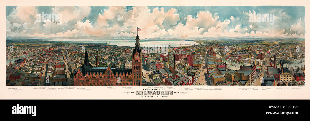Vue panoramique sur Milwaukee, Wisconsin Banque D'Images