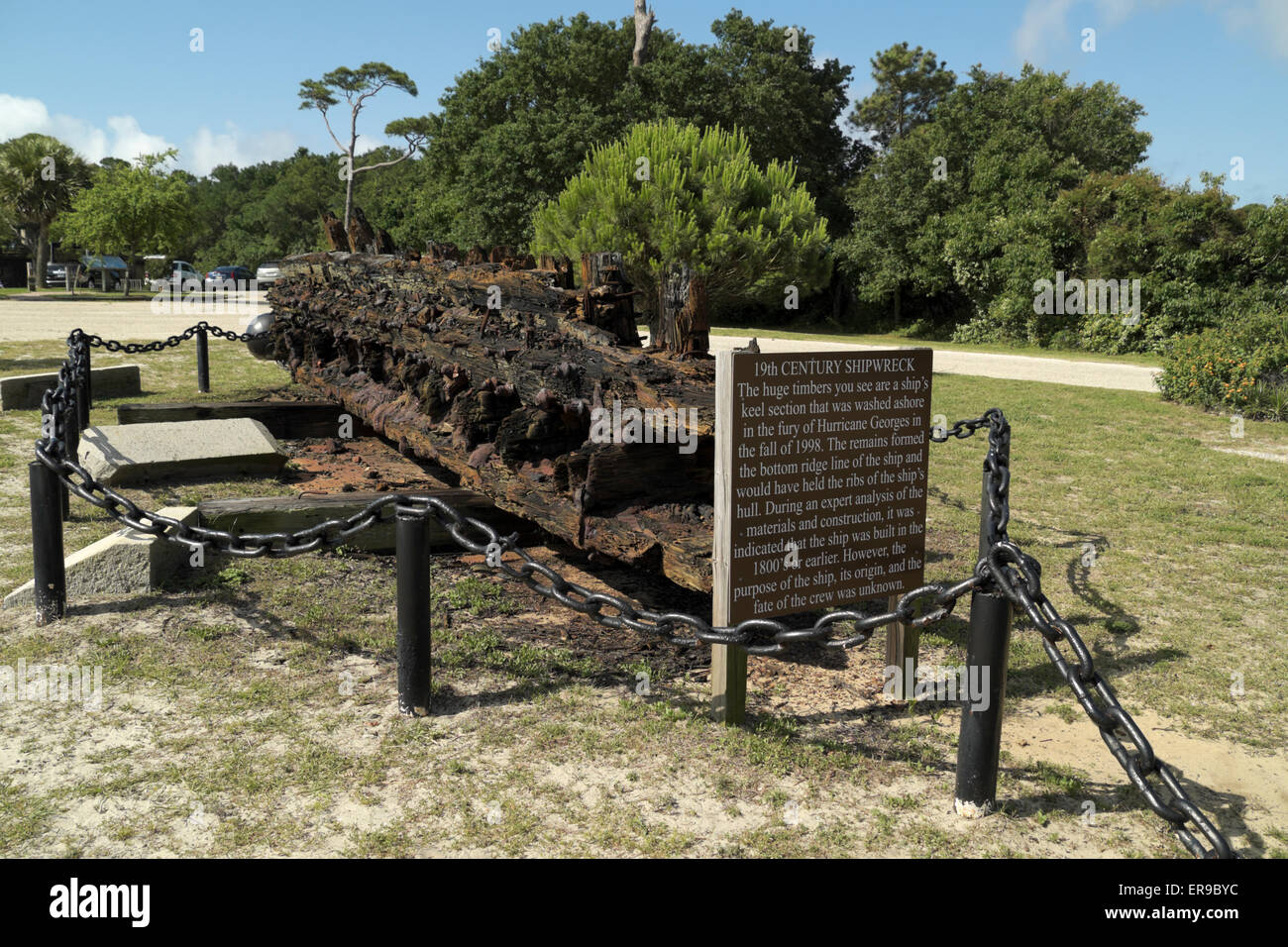 Restes d'un naufrage au motif de Fort Gaines, Dauphin Island, Alabama. Banque D'Images