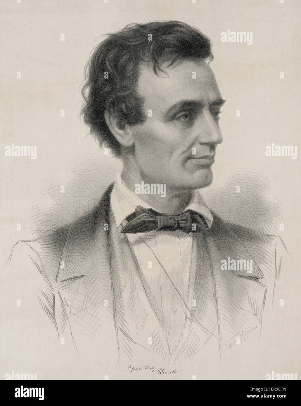 L'honorable Abraham Lincoln, candidat républicain à la présidence, en 1860. Portrait Banque D'Images