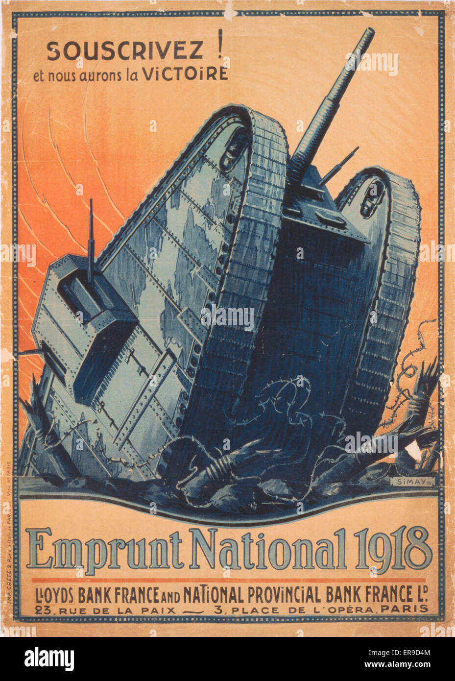 Souscrivez ! et nous aurons la victoire. Emprunt National 191 Banque D'Images