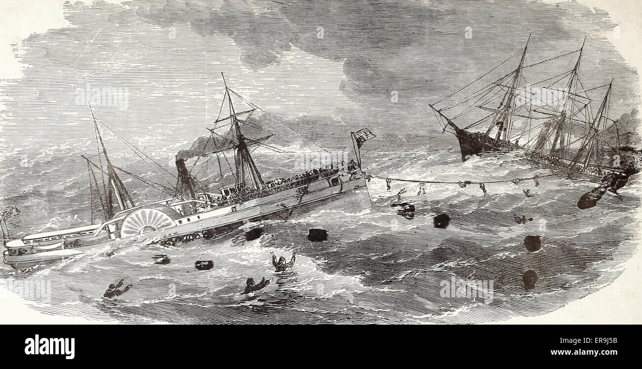 Sauvetage des grands Reynold's bataillon d'infanterie de marine du paquebot naufrage 'Gouverneur' 2 Novembre, 1861 Banque D'Images