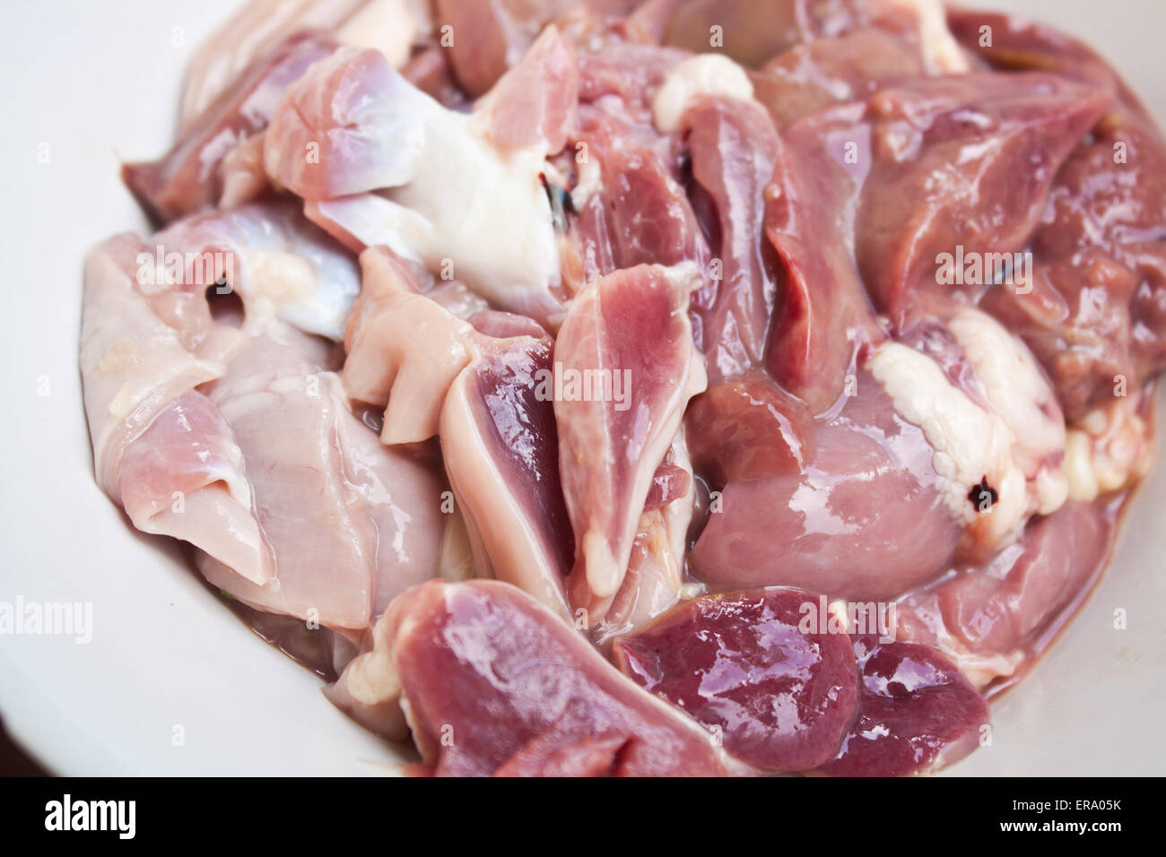 Coeurs de poulet, le foie et le gésier Stock Photo Banque D'Images