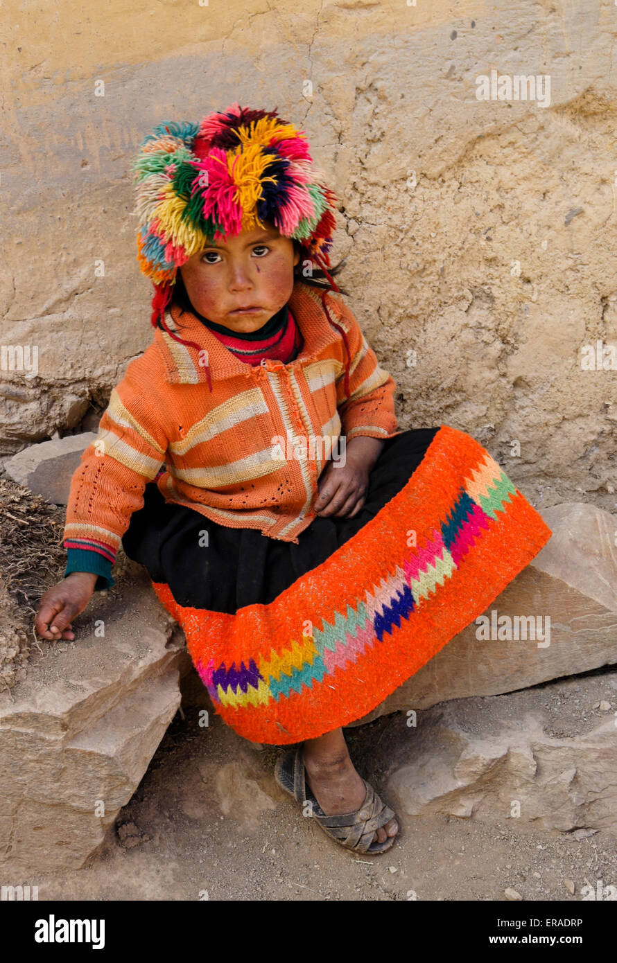 Fille indienne quechua, Willoq, Pérou Banque D'Images