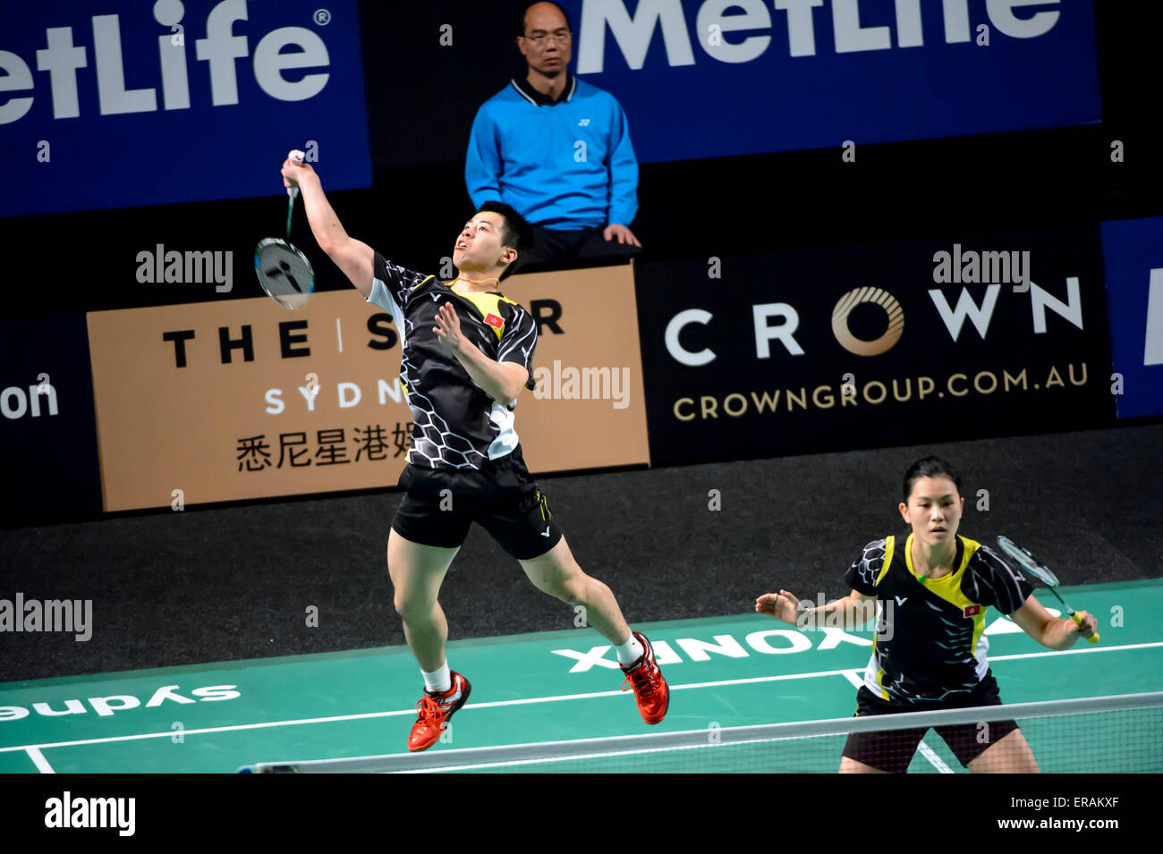 Sydney, Australie - 30 mai 2015 : l'Australian Open 2015 Badminton tenue demi-finale du tournoi de Sydney le 30 mai 2015 à Sydney, Australie. Banque D'Images