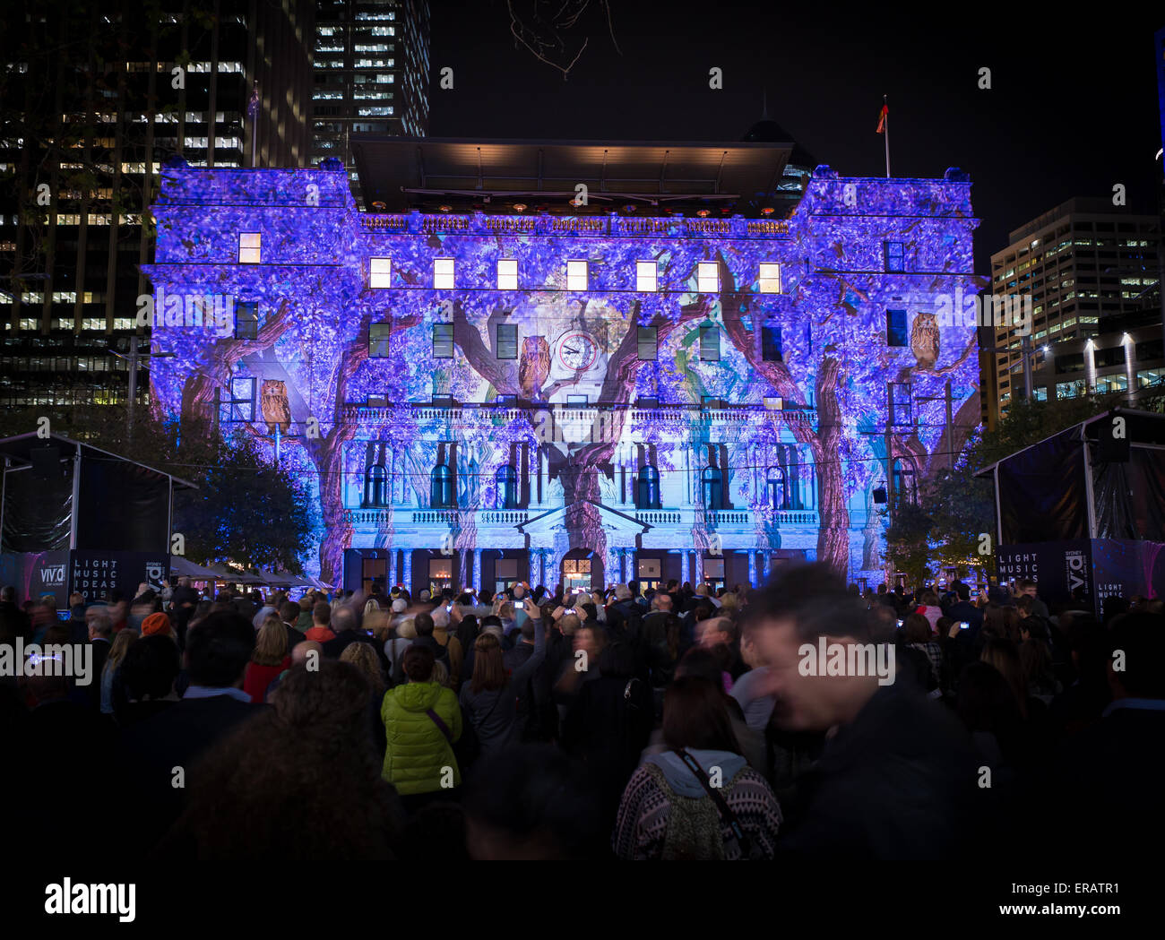 Le Vivid Festival, Sydney 2015 - projections lumineuses sur la Maison des Douanes, Circular Quay Banque D'Images