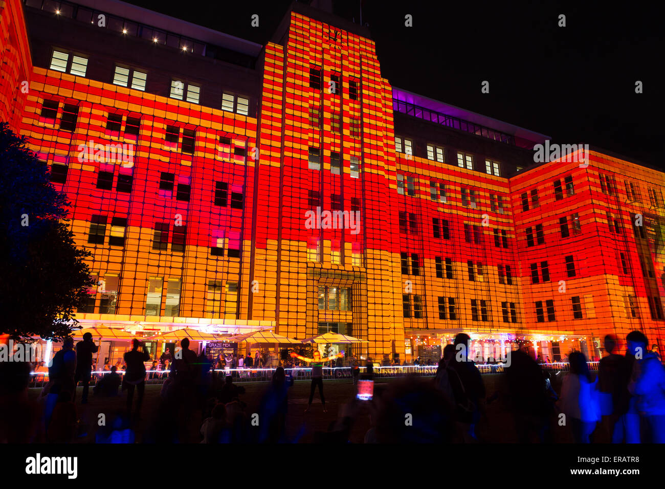 Le Vivid Festival, Sydney 2015 - projections lumineuses sur le musée d'Art Contemporain (MCA) Banque D'Images