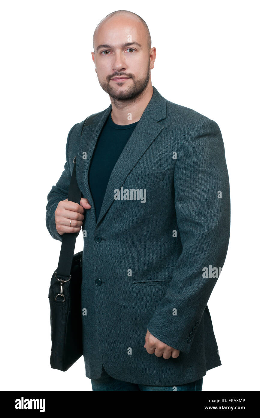 Portrait de jeune professionnel portant des vêtements élégants, holding laptop sacoche pour ordinateur Banque D'Images