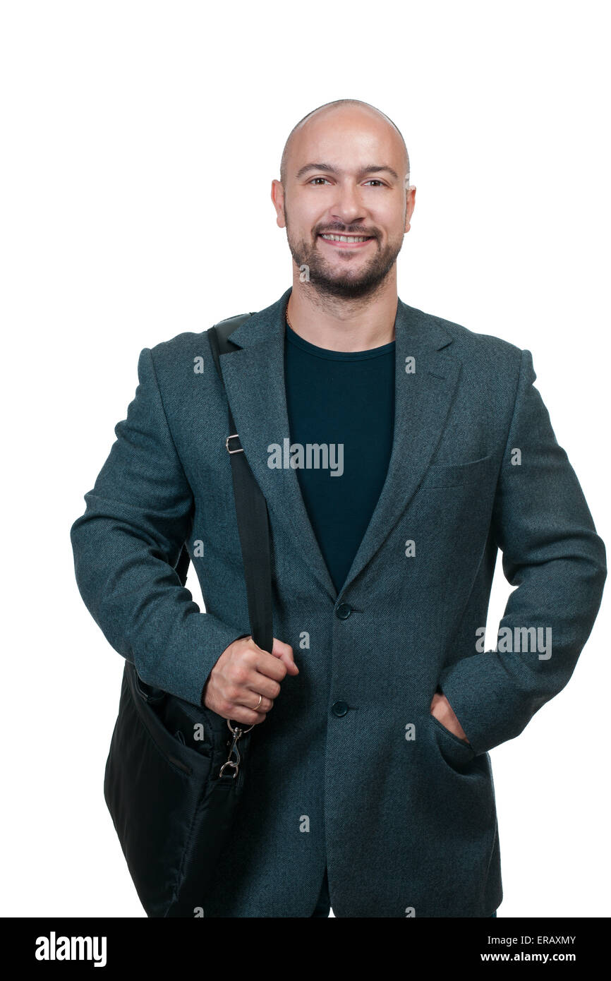 Portrait de jeune professionnel portant des vêtements élégants, holding laptop sacoche pour ordinateur Banque D'Images
