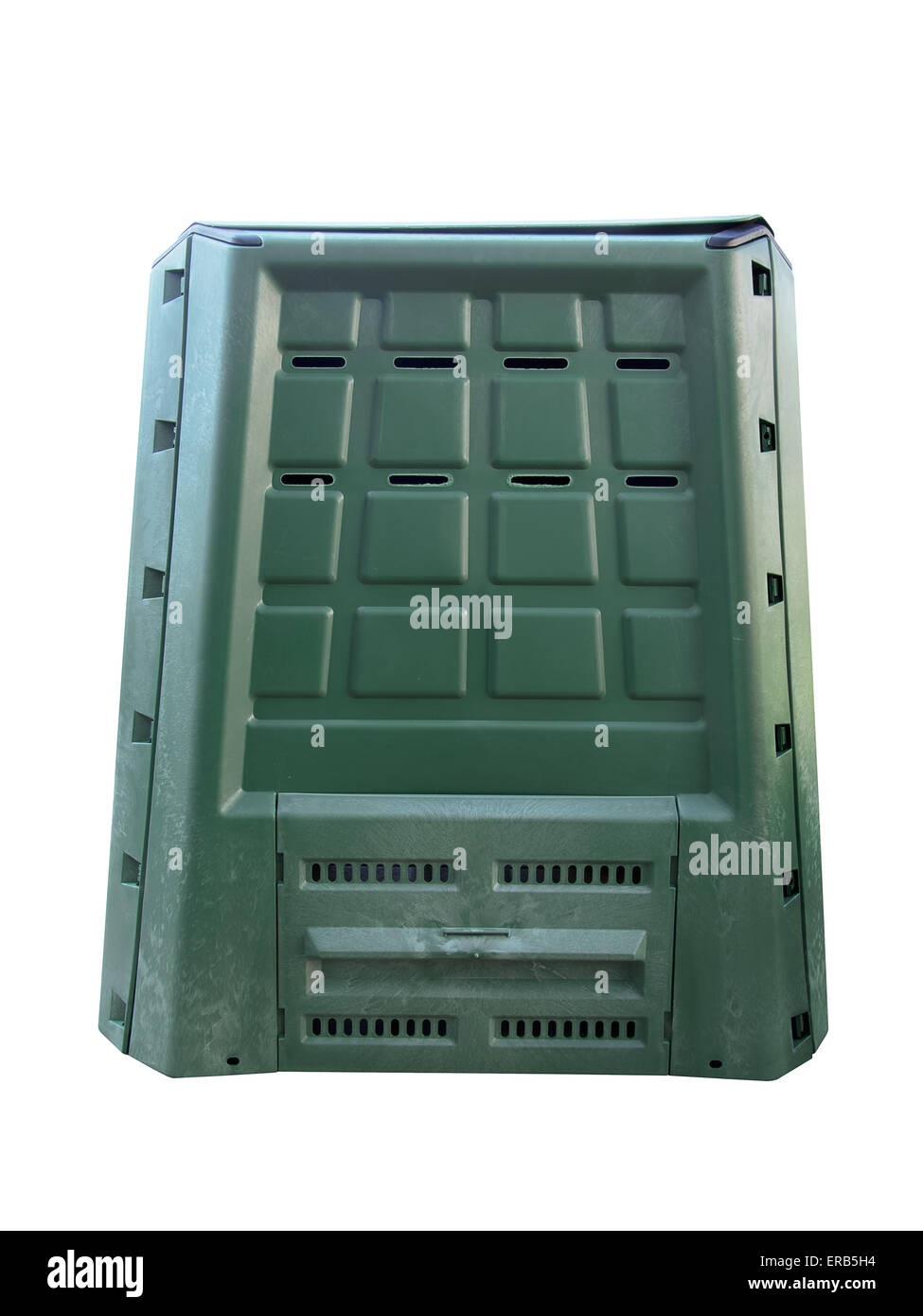 Jardinage écologique. Bac à compost en plastique isolé sur blanc. Pas de nom de marque. Banque D'Images