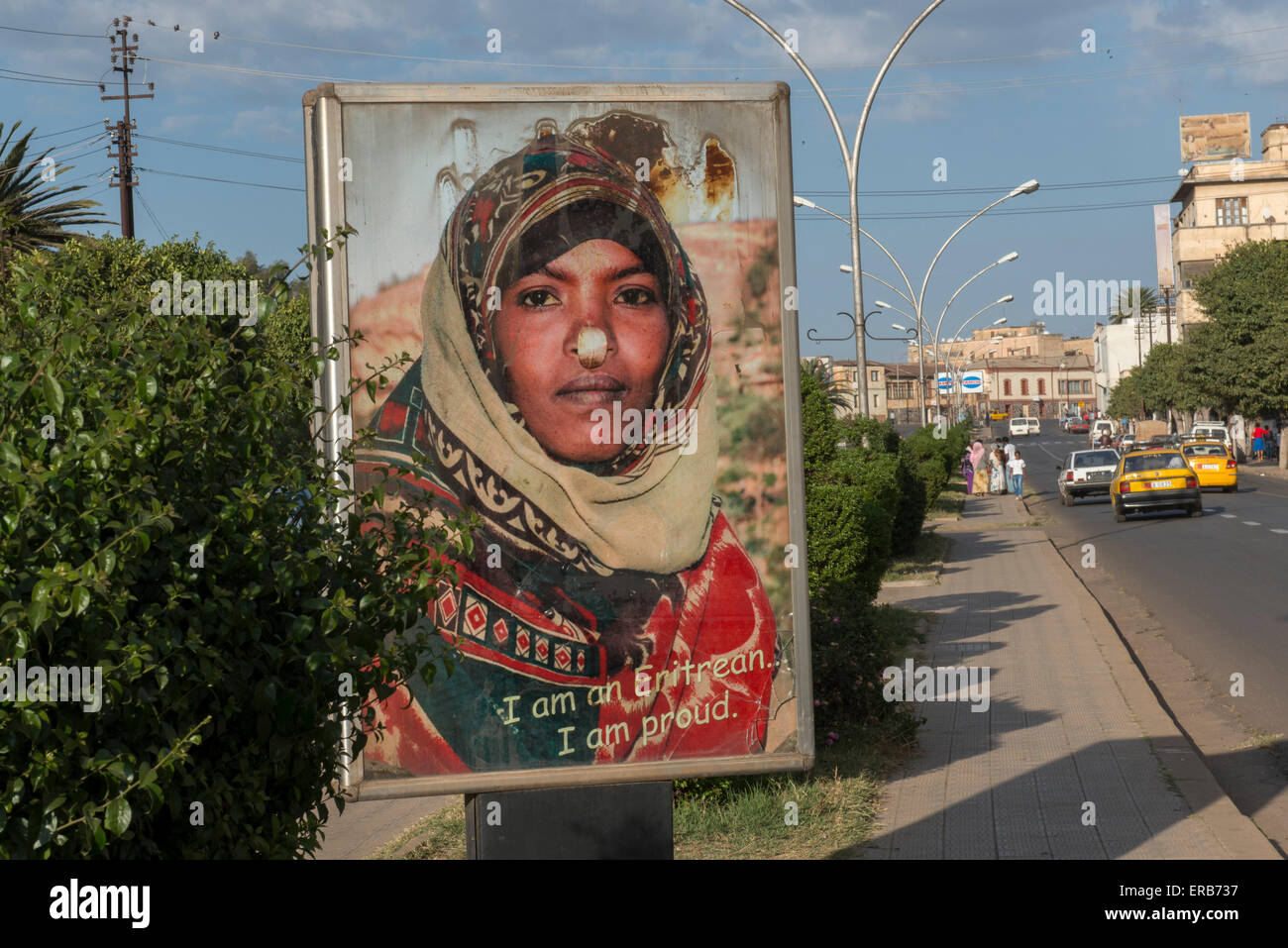 Fier d'être une affiche de la bordure de l'ÉRYTHRÉE, Asmara Banque D'Images