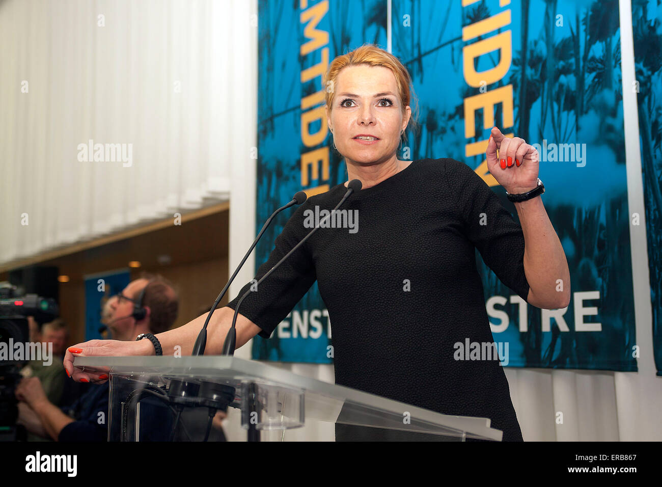 Copenhague, Danemark, 31 mai 2015 : Inger Støjberg, député pour le parti libéral, prend la parole à l'élection du parti kick-off meeting à l'hôtel Crowne Plaza à Copenhague ce dimanche après-midi : OJPHOTOS Crédit/Alamy Live News Banque D'Images