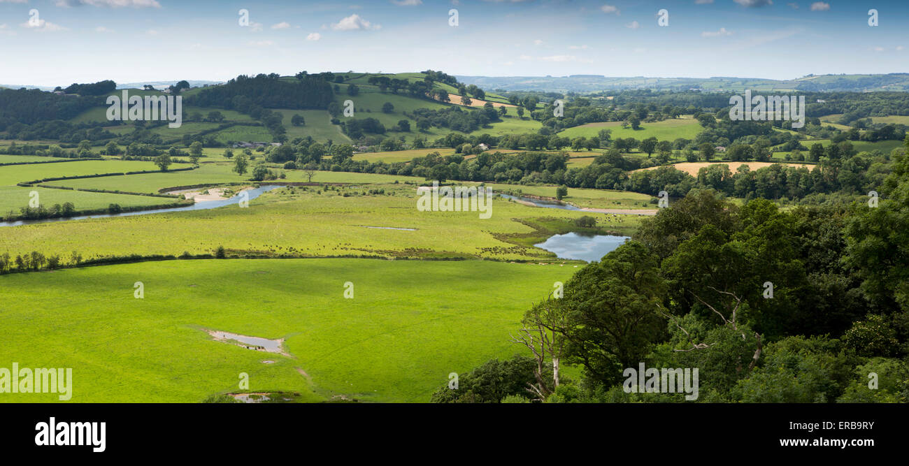 Pays de Galles, Carmarthenshire, Llandeilo, Towy Valley d'Dynefor Château, vue panoramique Banque D'Images