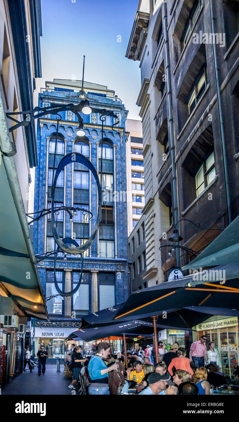 Le Majorque bâtiment est un style néo-roman, grand bâtiment de huit étages à Melbourne, Australie, conçus et construits de 1928 Banque D'Images