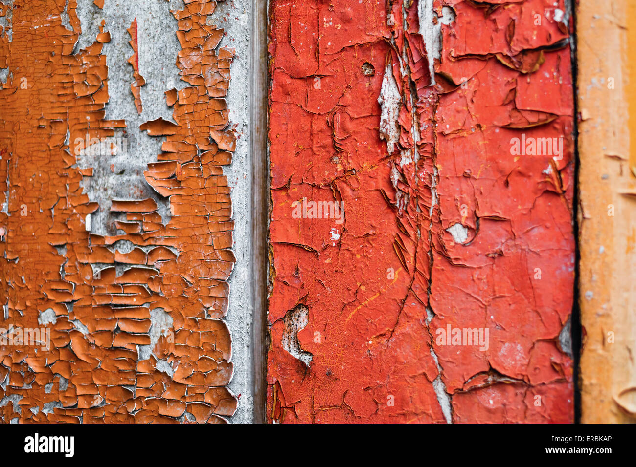 Grunge texture. L'écaillage de la peinture sur fond de bois. Soft focus. Banque D'Images