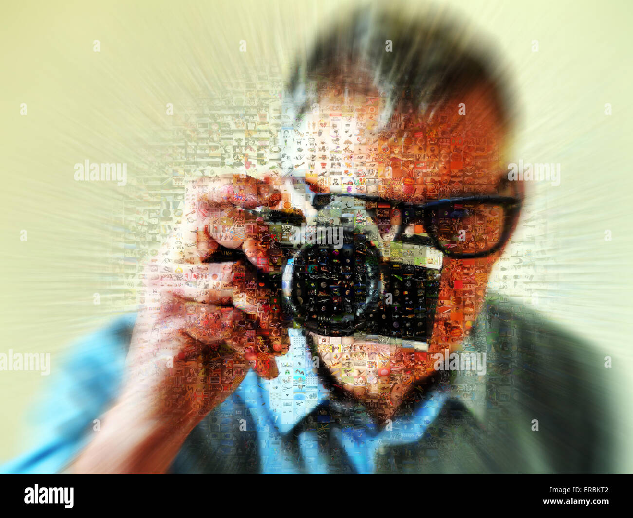 Man with camera photo mosaïque Banque D'Images